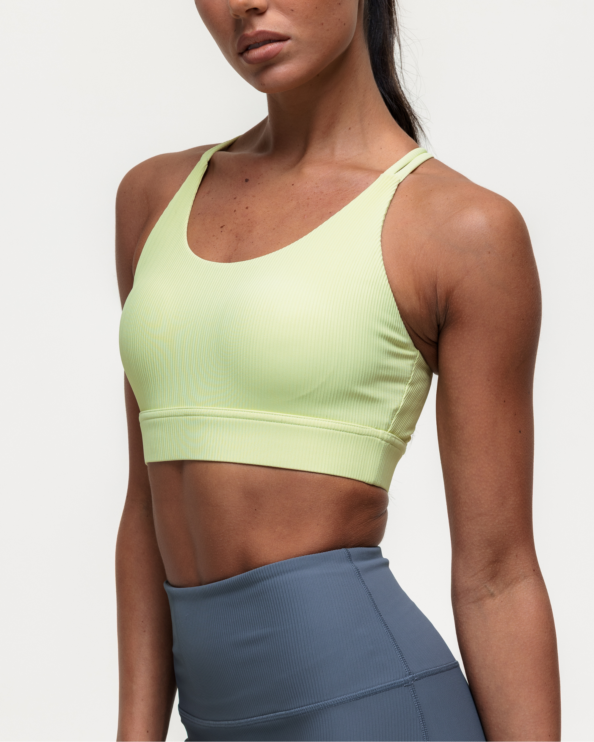 Namaste Ribbed Medium Support Bra - Lime