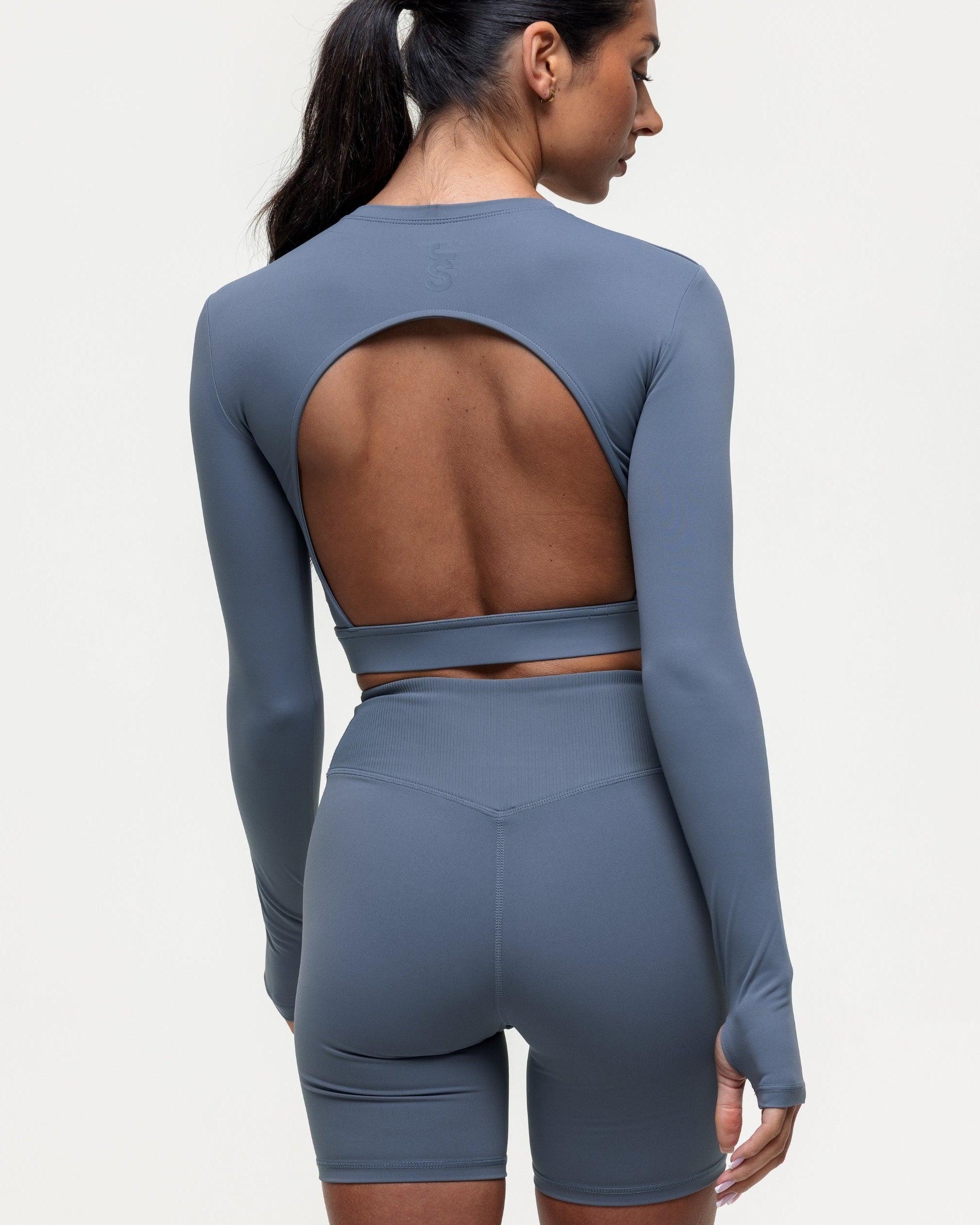 Karma Long Sleeve Crop Top - Graphite