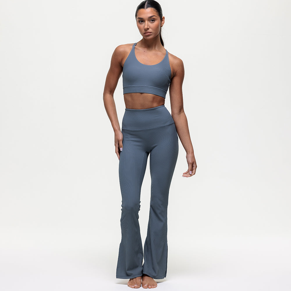 Maya Ribbed Flare Leggings - Graphite