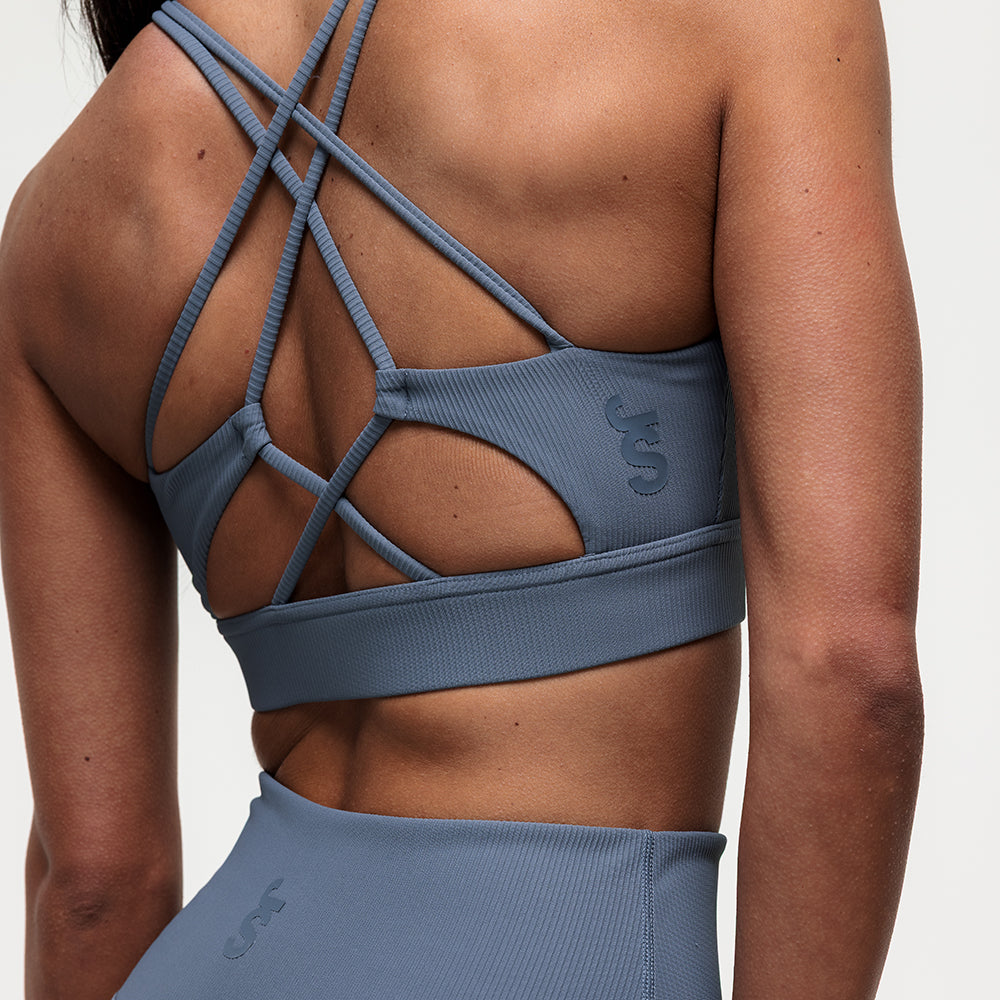 Namaste Ribbed Medium Support Bra - Graphite