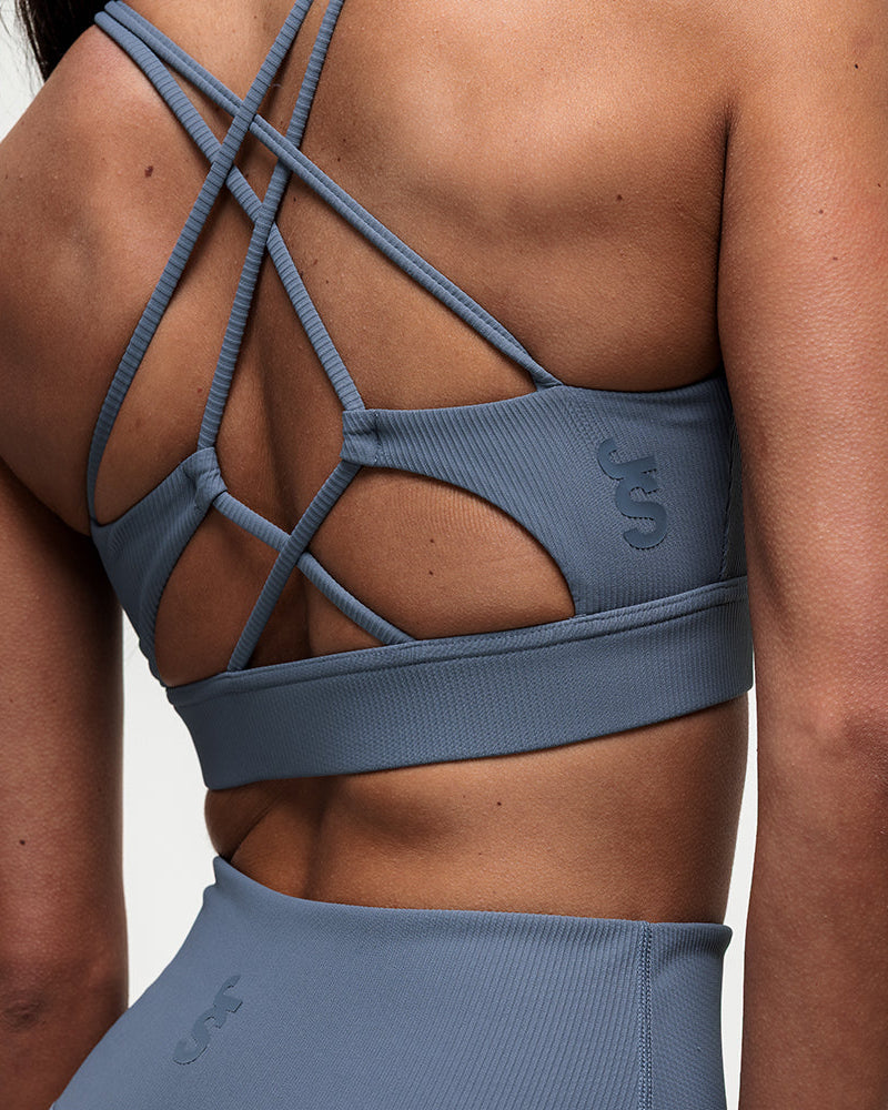 Namaste Ribbed Medium Support Bra - Graphite