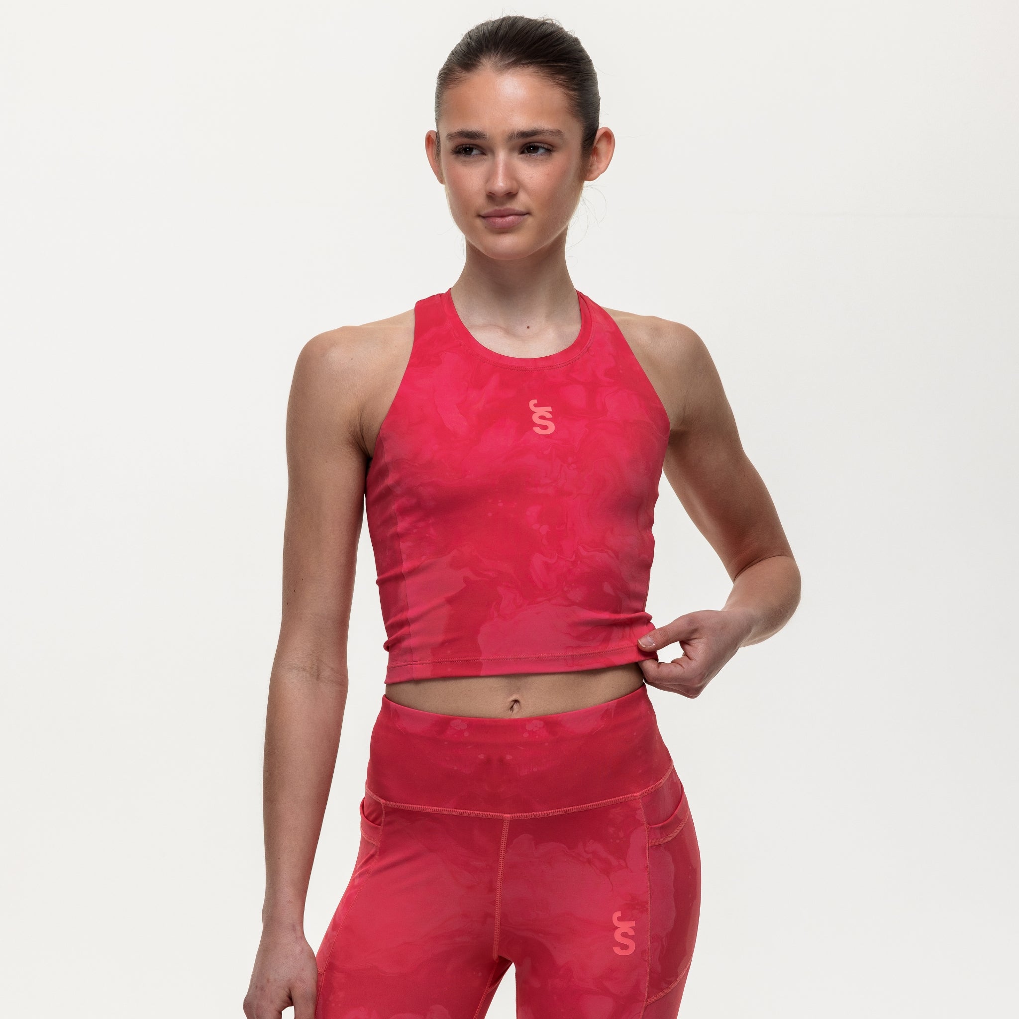 Training Crop Tank - Coral Marble