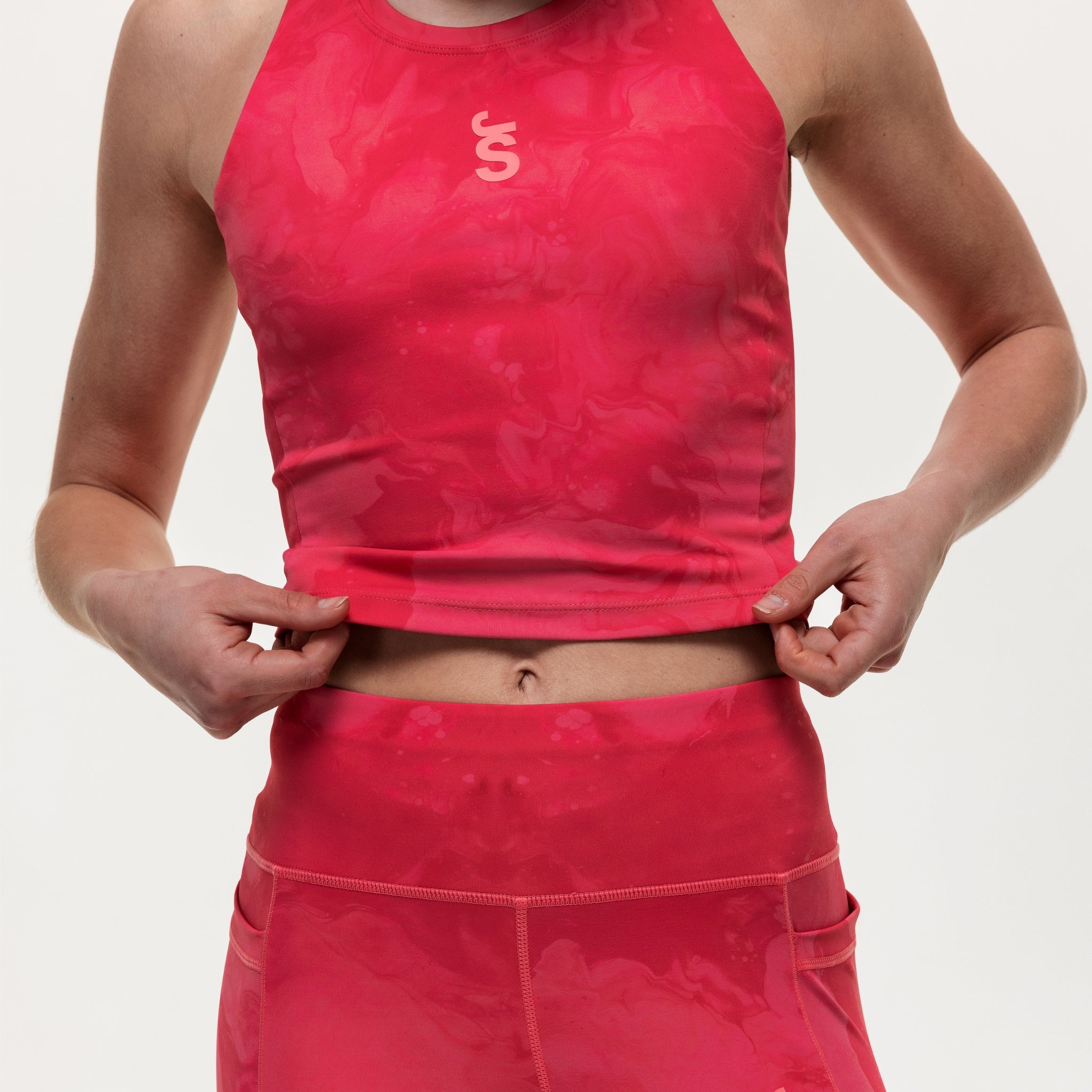 Training Crop Tank - Coral Marble