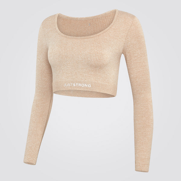 Nude Melange Ribbed Crop Top – Just Strong