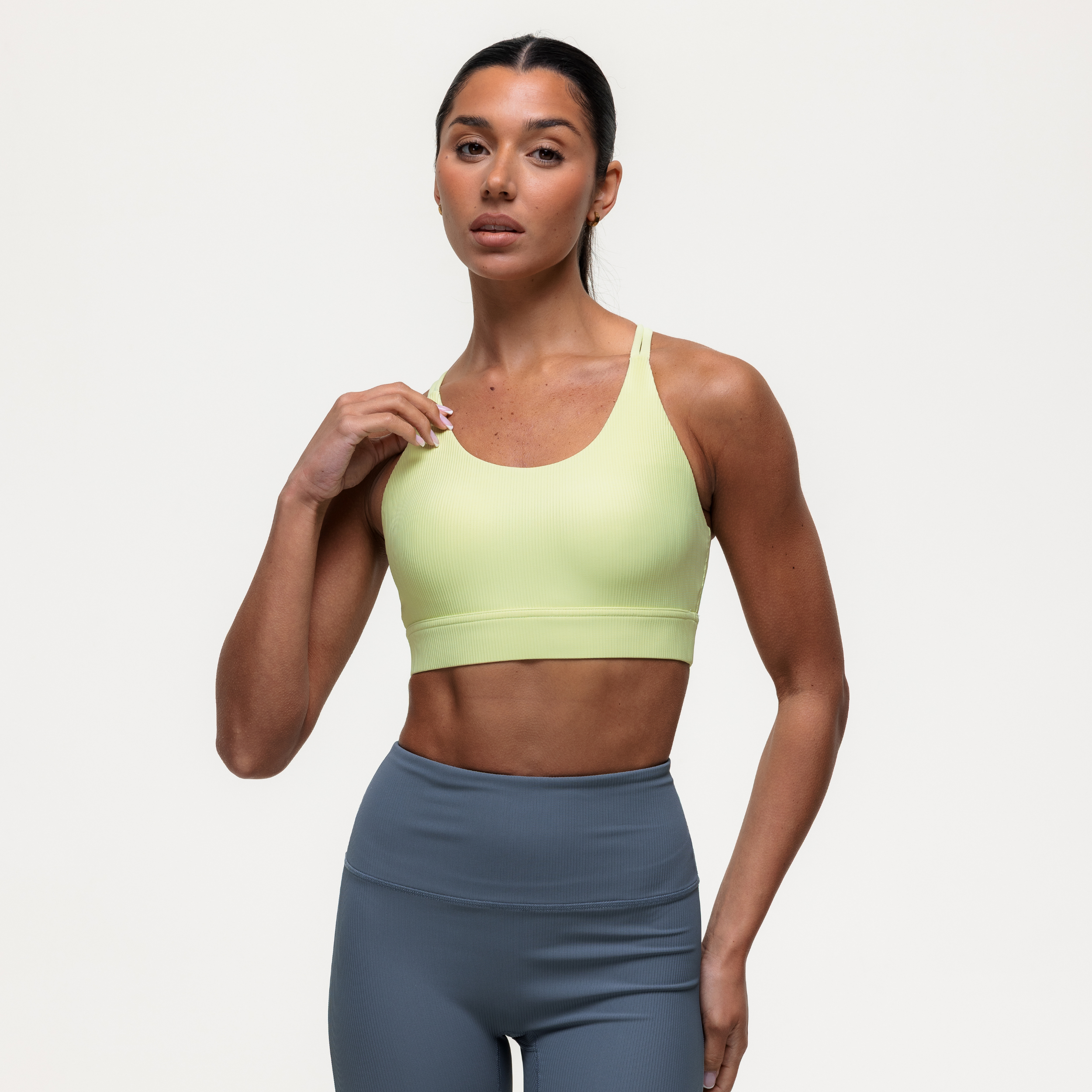 Namaste Ribbed Medium Support Bra - Lime