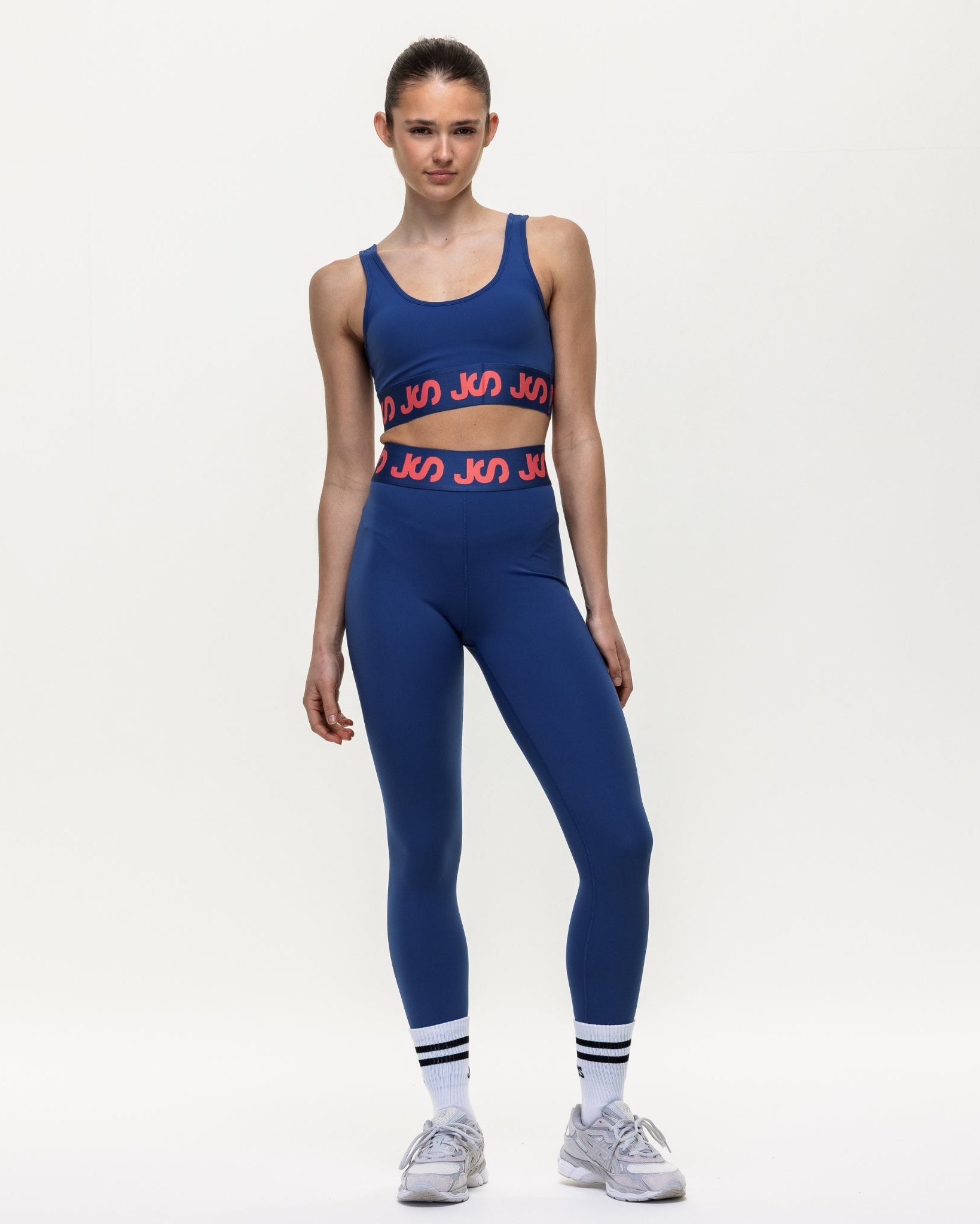 7/8 Workout Leggings - Indigo/Coral