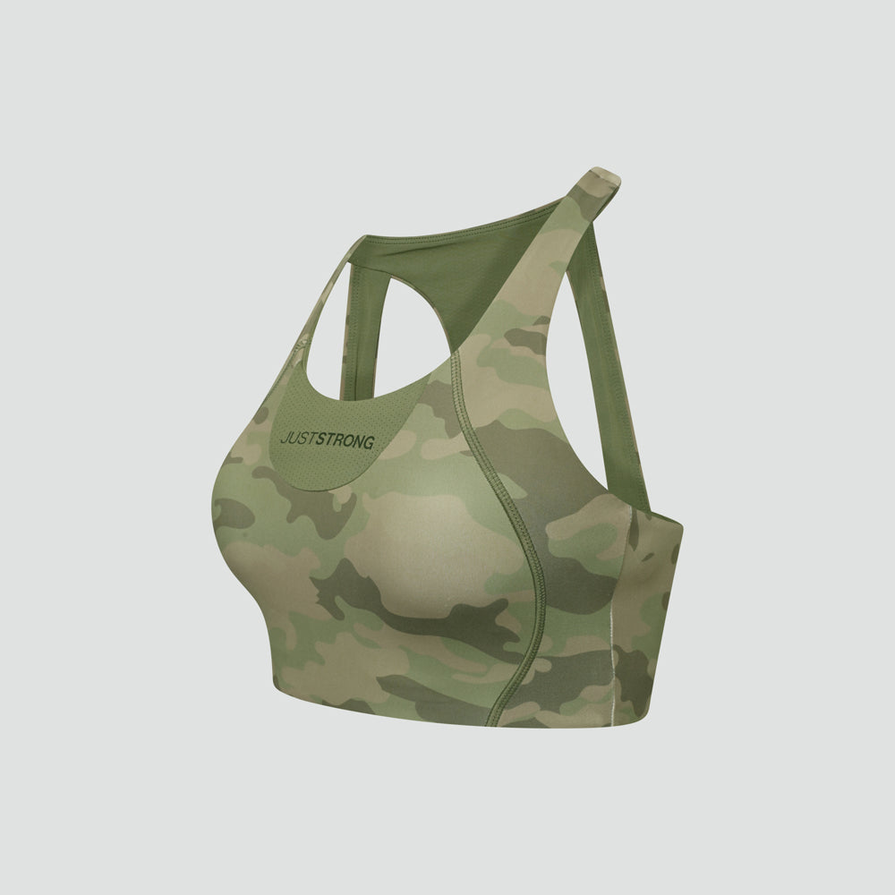 Vertex Camo Multi Strap Sports Bra Military Green