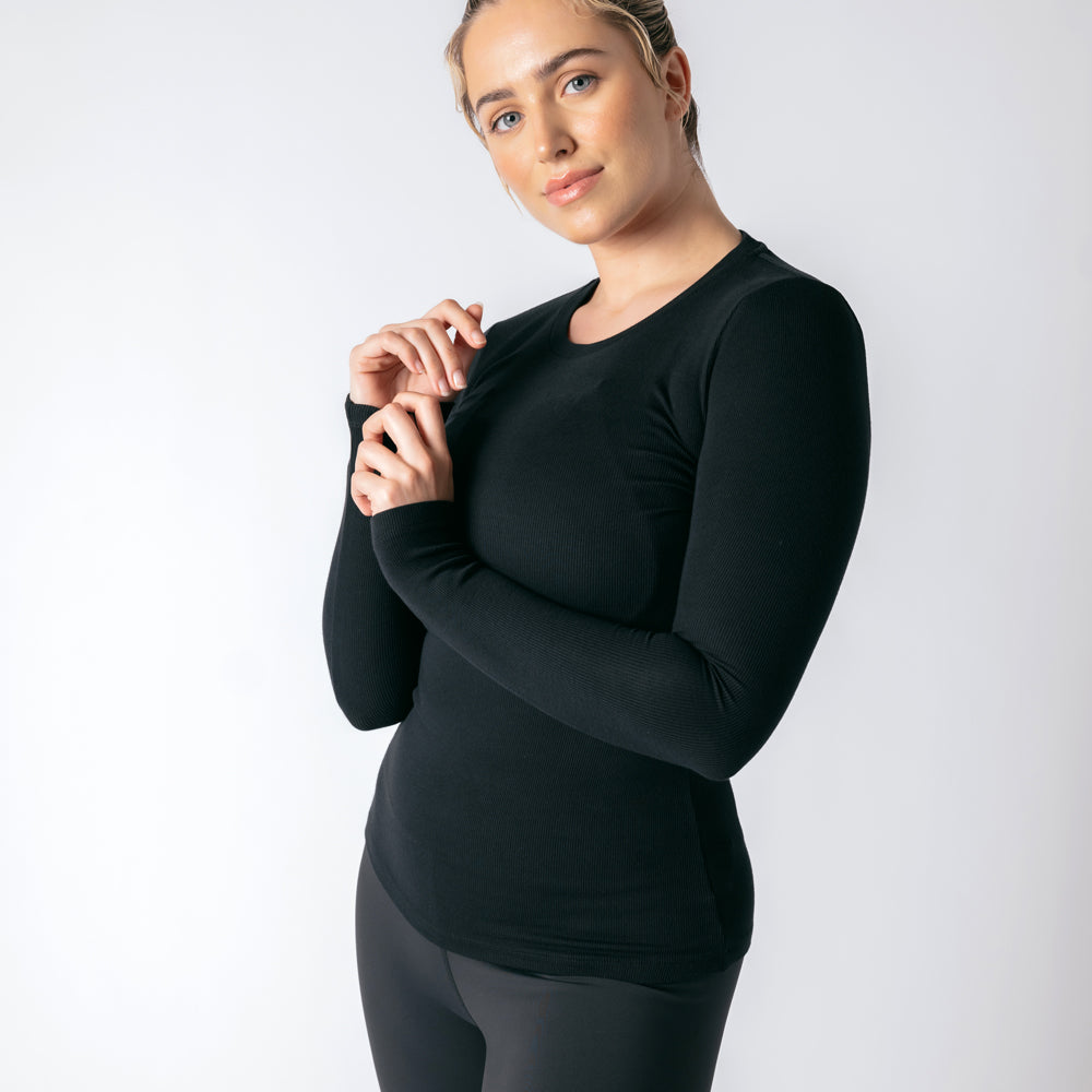 Long Sleeve Workout Tee - Black Onyx