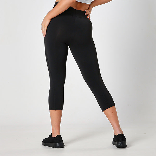 Yoga Capri Pants for Women Stretch Workout Joggers Leggings Capris High  Waisted Solid Color 3/4 Athletic Pants (Large, Black) 