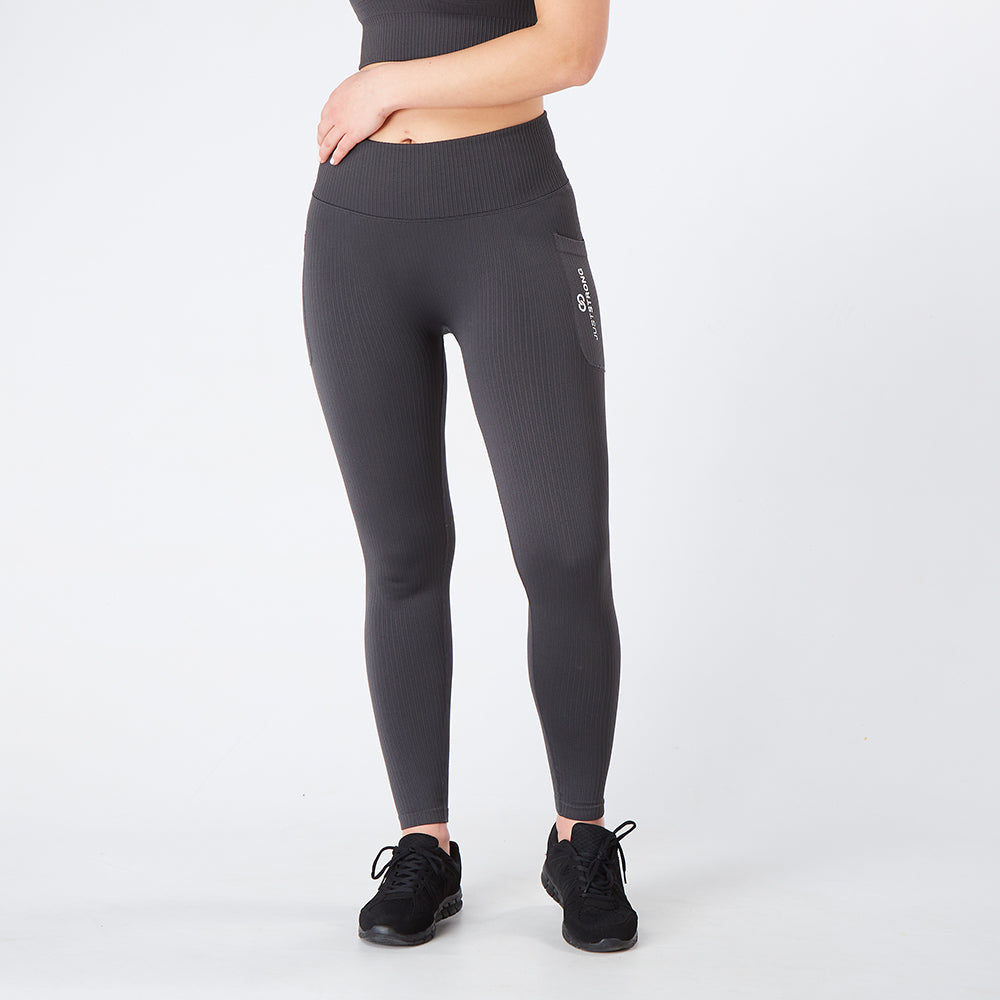 Charcoal Ribbed Seamless Pocket Leggings – Just Strong