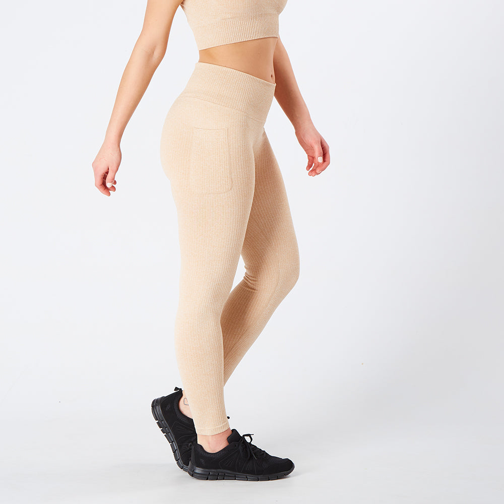 Nude Ribbed Seamless Pocket Leggings – Just Strong