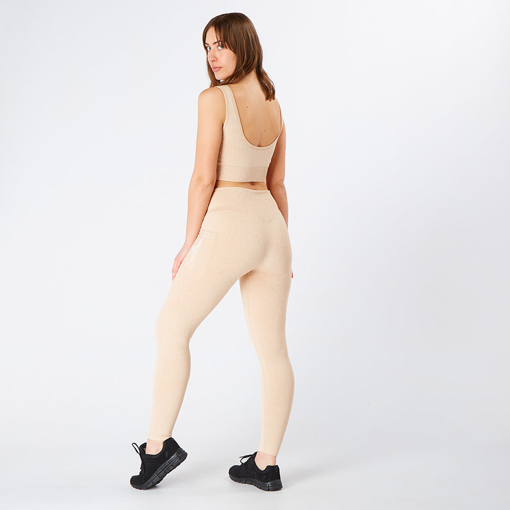 Nude Ribbed Seamless Pocket Leggings – Just Strong
